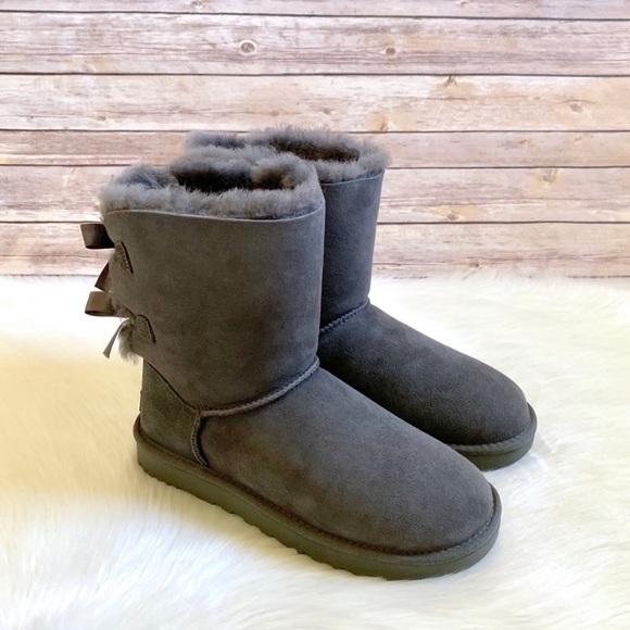 UGG Grey Bailey Bow II Boots - Picture 4 of 7
